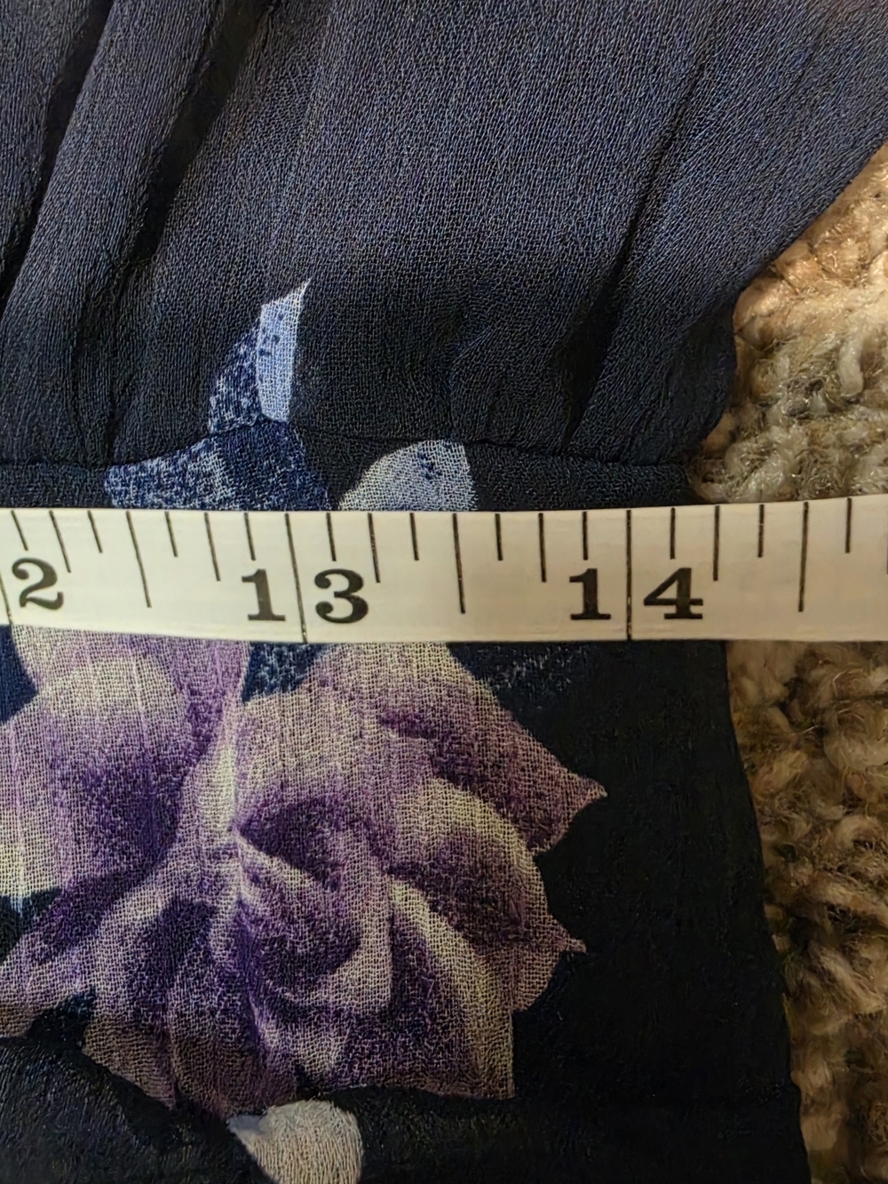 Mi Ami for Francesca's Navy Purple Floral Puff Sleeve Midi Dress - Picture 7 of 9